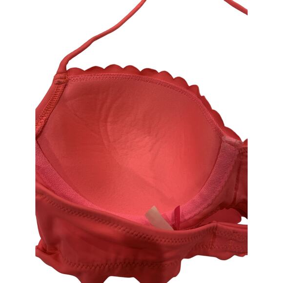 Victoria's Victoria Secret Bikini Top Pink Padded Halter Fringe Size 34B - EUC - Picture 5 of 7